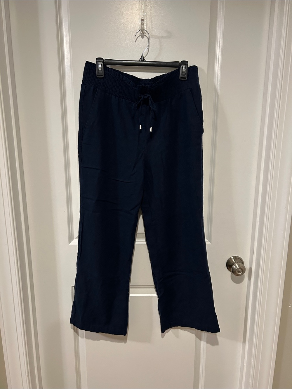Wide Leg Drawstring Pants - Navy
